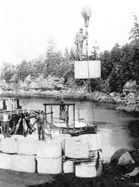 Loading a stone at the wharf